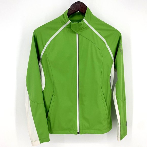 Salomon Women’s Clima Windstopper Running Hiking Light Shell Jacket Medium Green - Picture 1 of 9